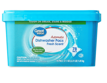 Great Value Automatic Dishwasher Pacs, Fresh Scent, 37.1 oz, 78 Count